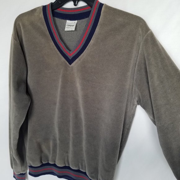 Vintage | Campus Velour V Neck Pullover - Picture 10 of 14